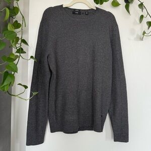 Hugo Boss Unisex or Men’s Charcoal Crewneck Sweater Cotton and Wool Blend